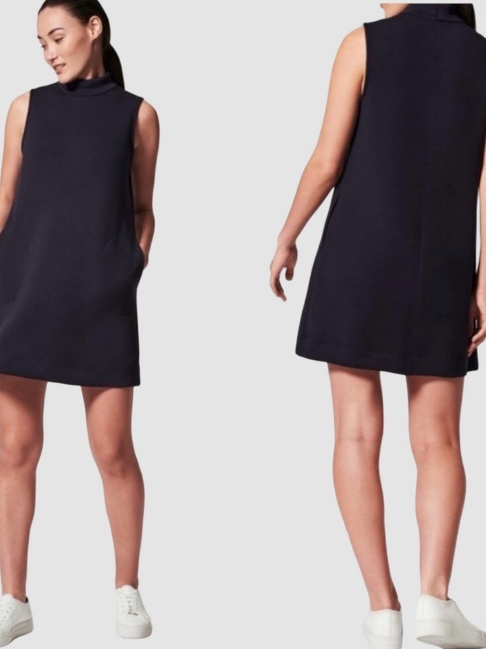 SPANX Sleeveless Mock Neck Shift Dress - Navy